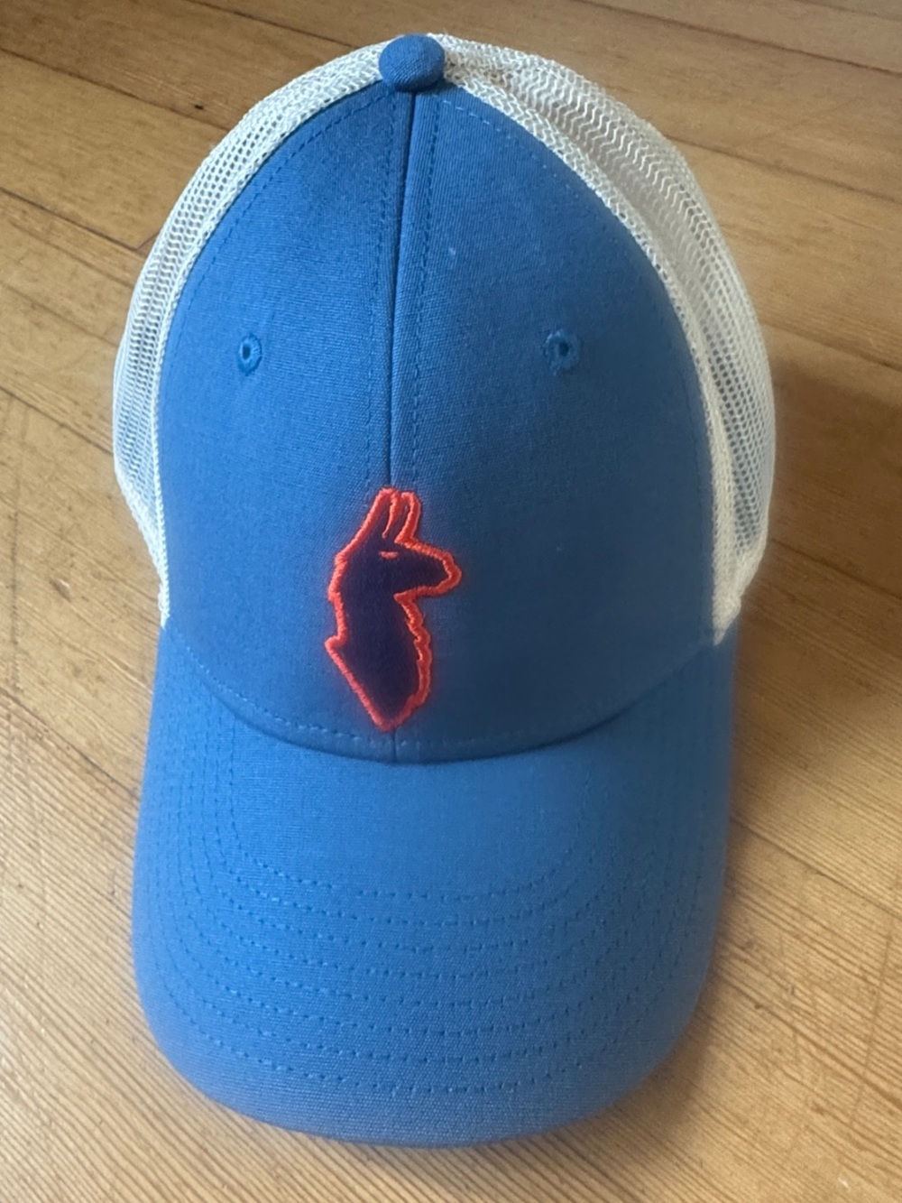 Cotopaxi Blue &  Cream Mesh Trucker Hat with Orange Llama